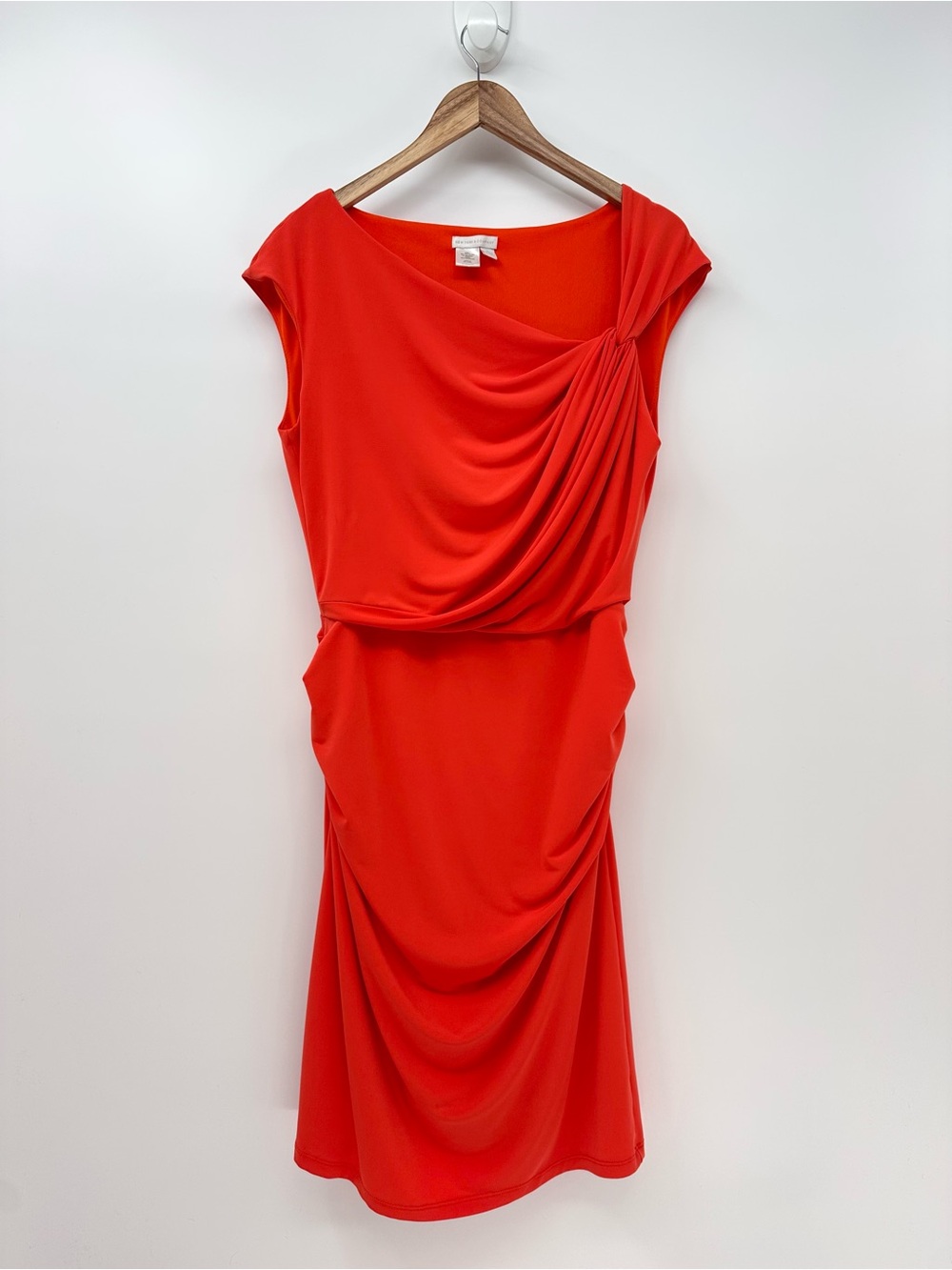 Red Orange Ruched Cocktail Dress Size L